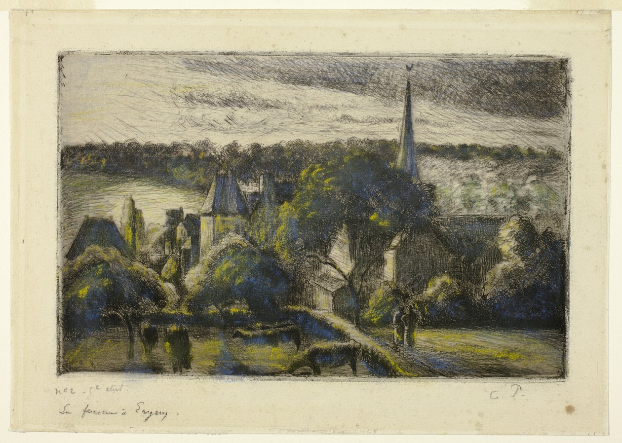 Kościół i gospodarstwo w Éragny autorstwa Camille Pissarro