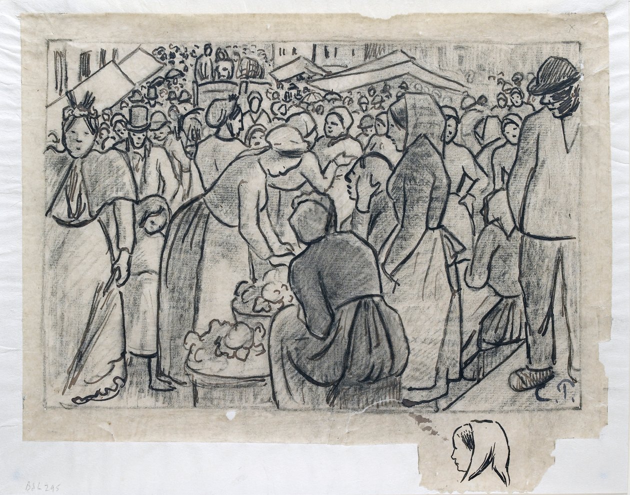 Studium kompozycyjne dla „Market of Gisors rue Cappeville”, c1893 autorstwa Camille Pissarro