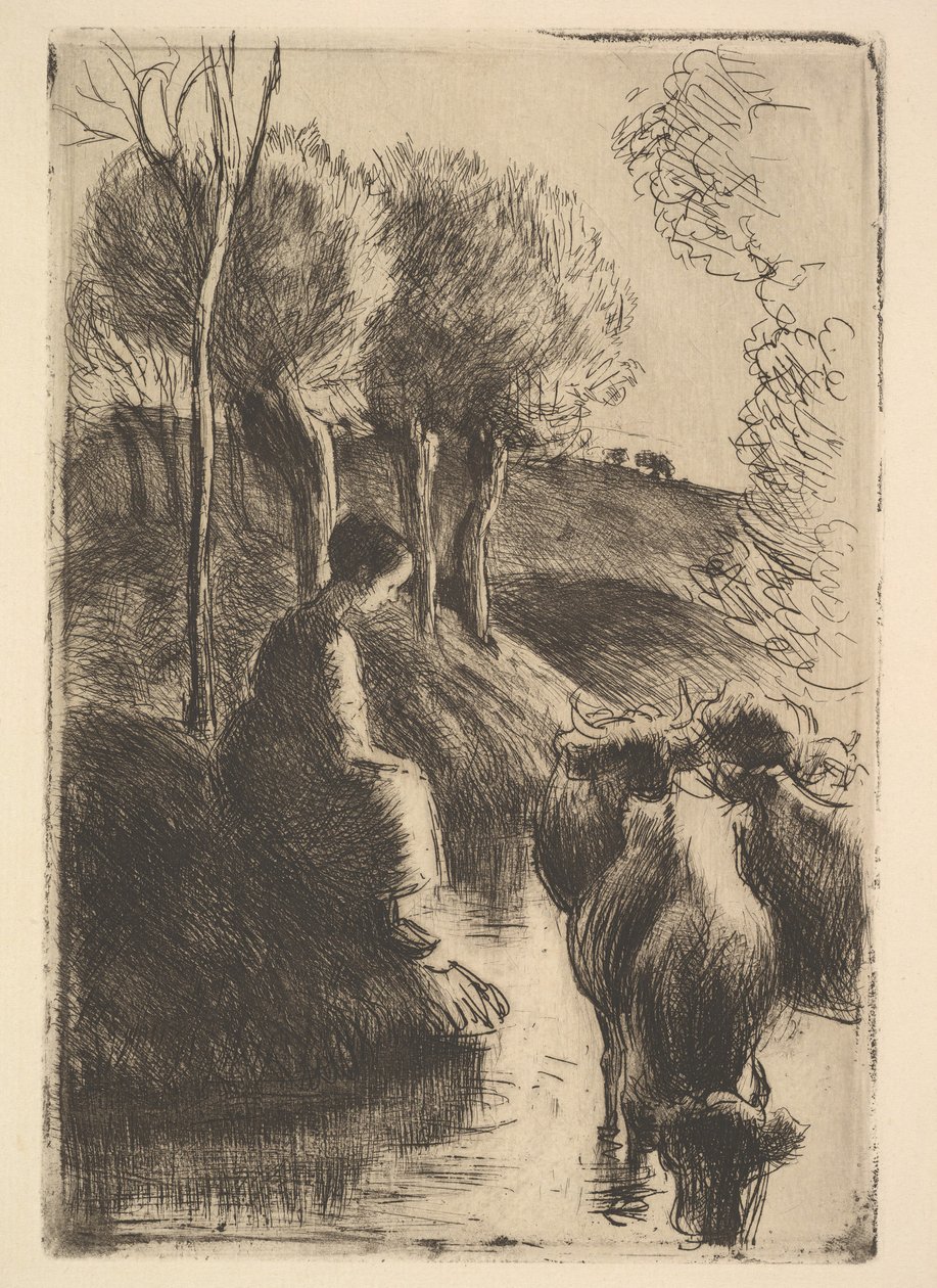 Pasterz w Waters Edge, 1890. autorstwa Camille Jacob Pissarro