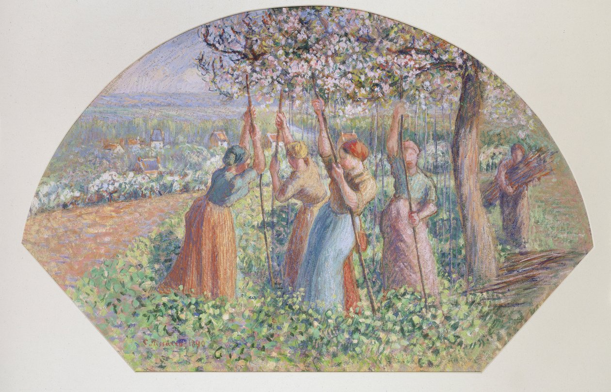 Projekt dla fana: Patyczki do grochu, 1890 autorstwa Camille Pissarro