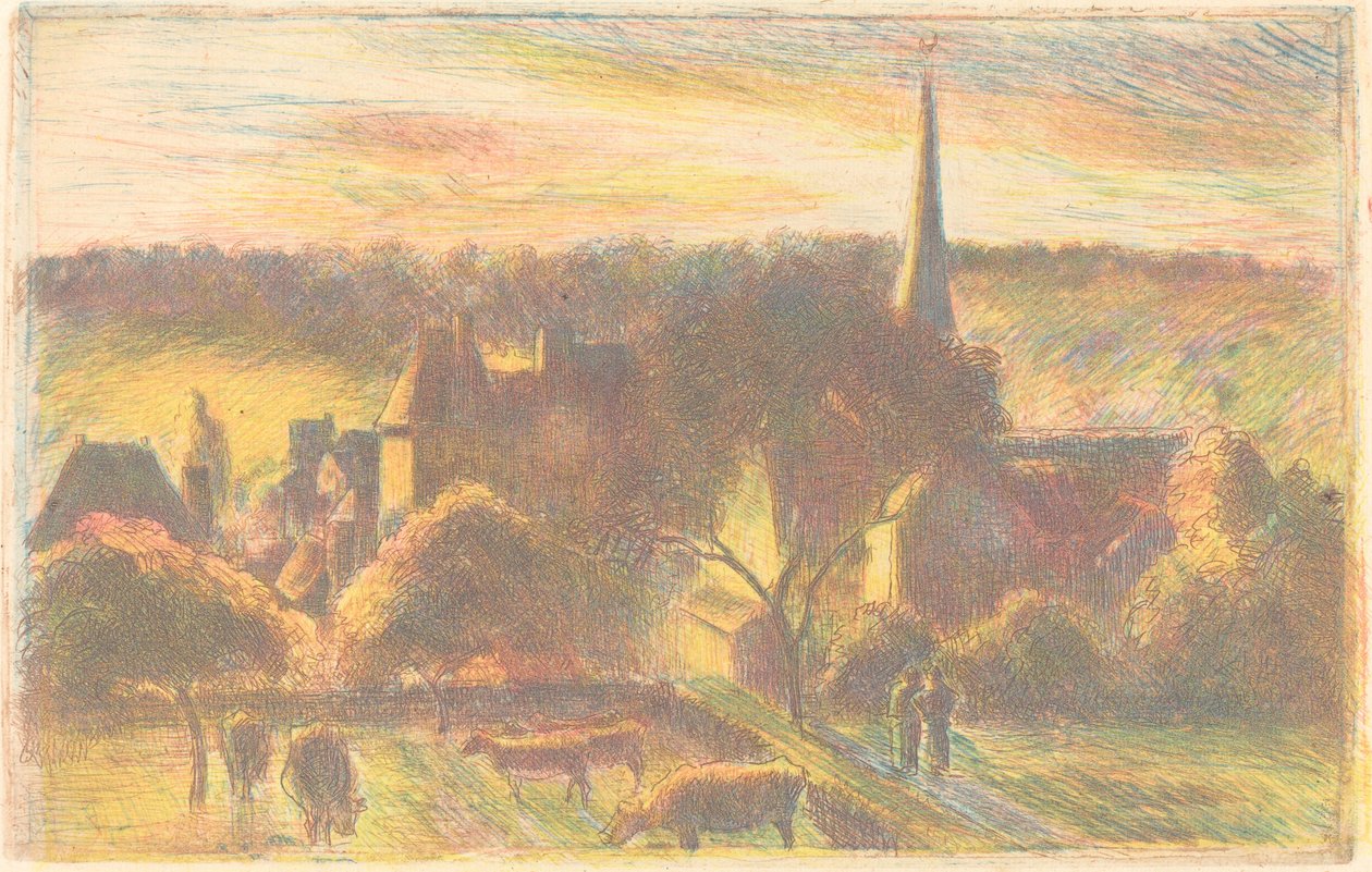 Kościół i Folwark w Éragny (Kościół i Folwark w Éragny) autorstwa Camille Pissarro