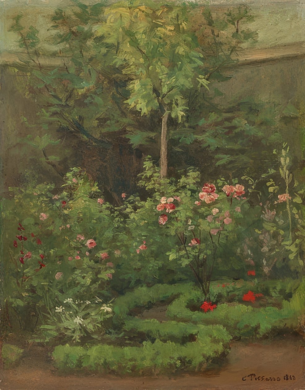Ogród różany. 1862 autorstwa Camille Jacob Pissarro