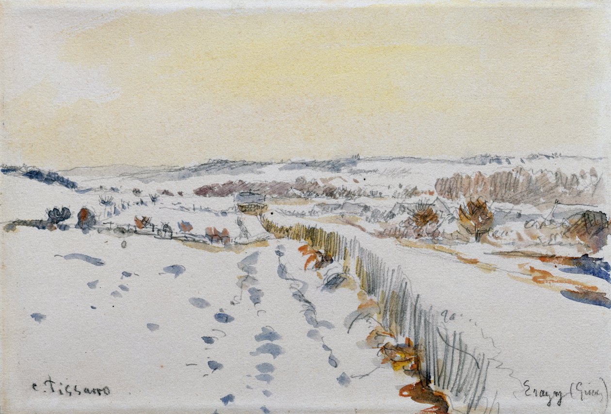 Eragny pod śniegiem autorstwa Camille Pissarro