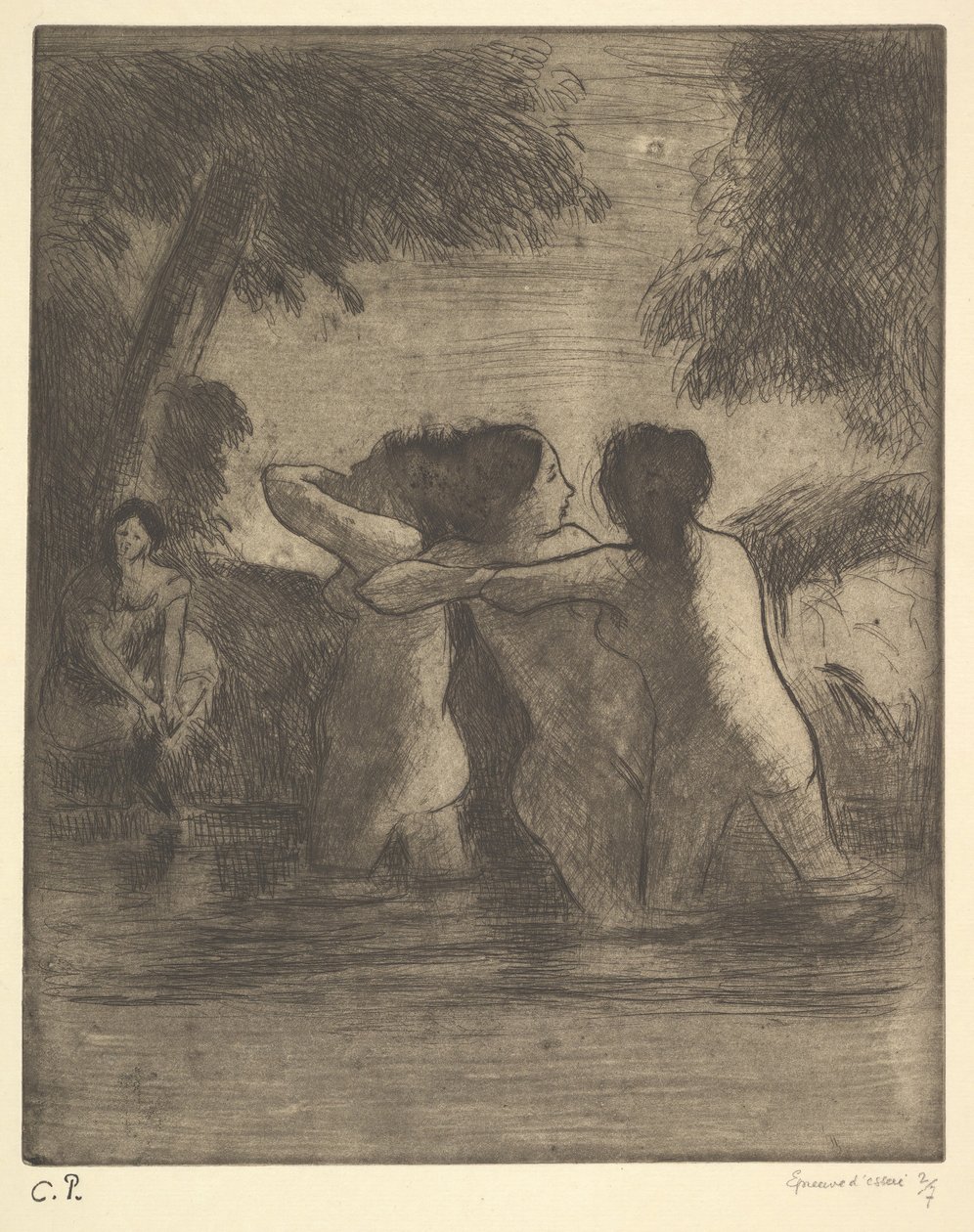 Czterech kąpiących się, 1895. autorstwa Camille Jacob Pissarro