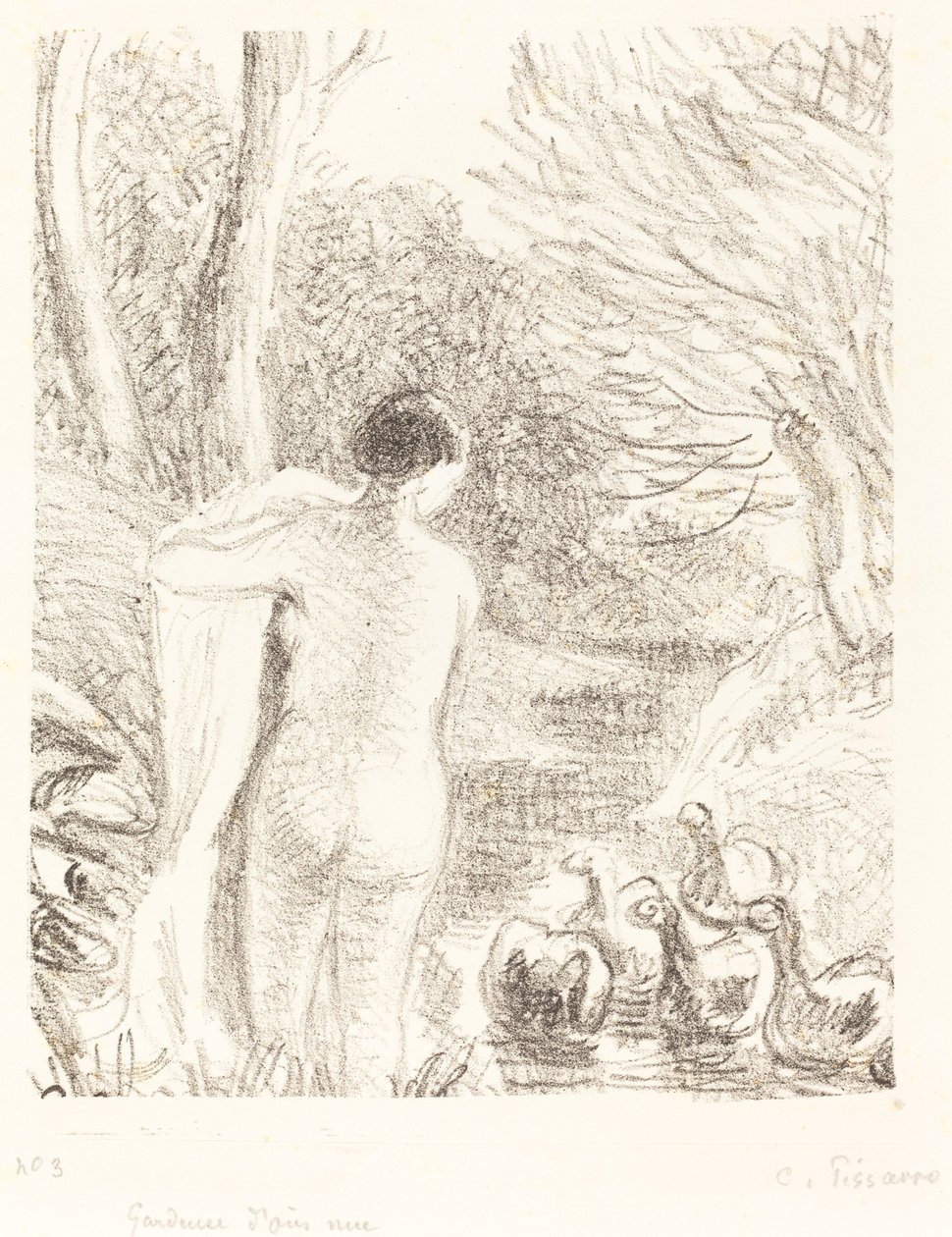 Naga gęś dziewczyna, ok. 1897. autorstwa Camille Pissarro
