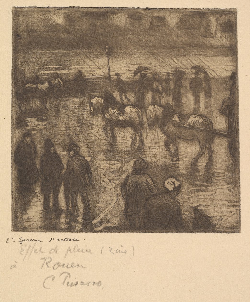 Impresje deszczu, Rouen, 1883. autorstwa Camille Jacob Pissarro
