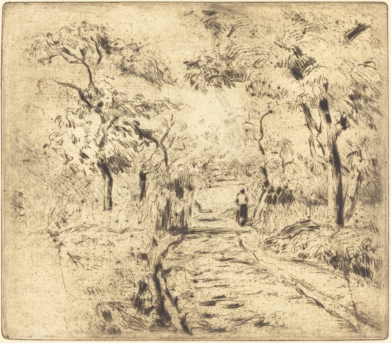 Na polach w Ennery Dans les Champs, Ennery, 1875. autorstwa Camille Pissarro