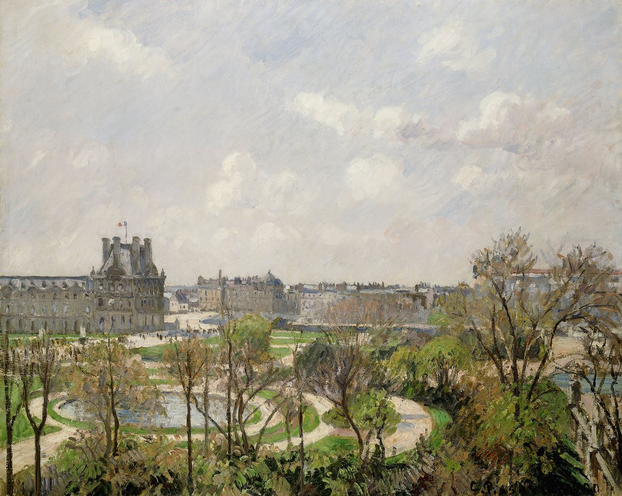 Ogród Tuileries, wiosenny poranek; Ogród Tuileries, poranek, wiosna, 1900 autorstwa Camille Jacob Pissarro