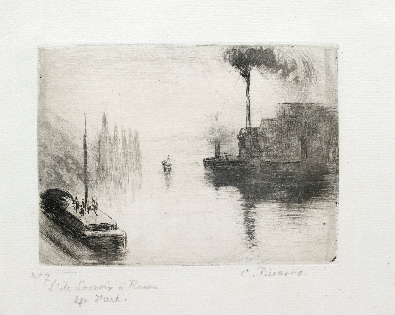 Wyspa Lacroix, Rouen, 1883 autorstwa Camille Pissarro