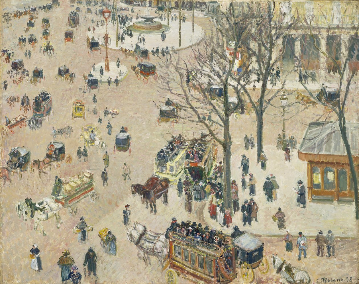 Francuski Plac Teatralny autorstwa Camille Jacob Pissarro