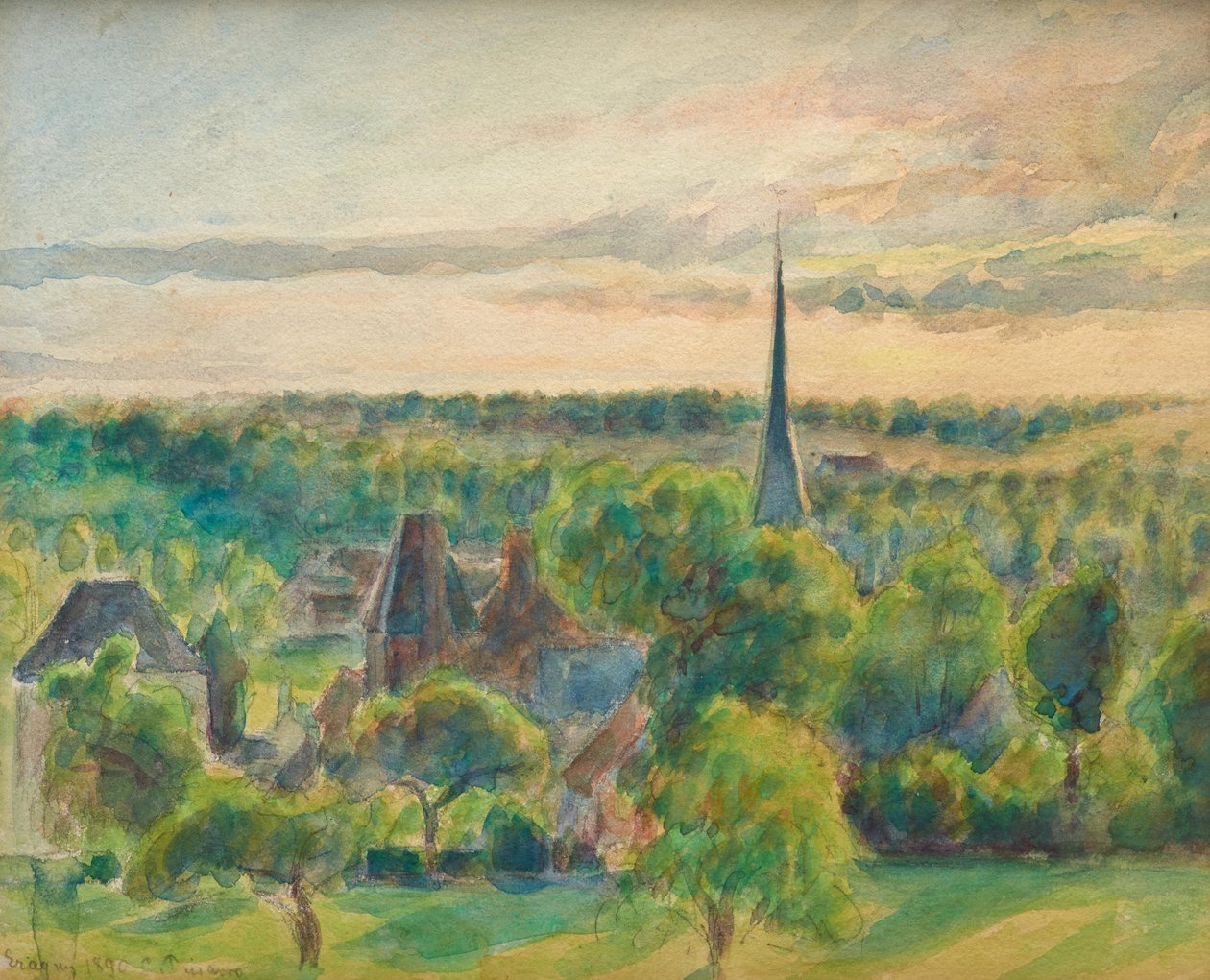 Krajobraz w Éragny autorstwa Camille Jacob Pissarro