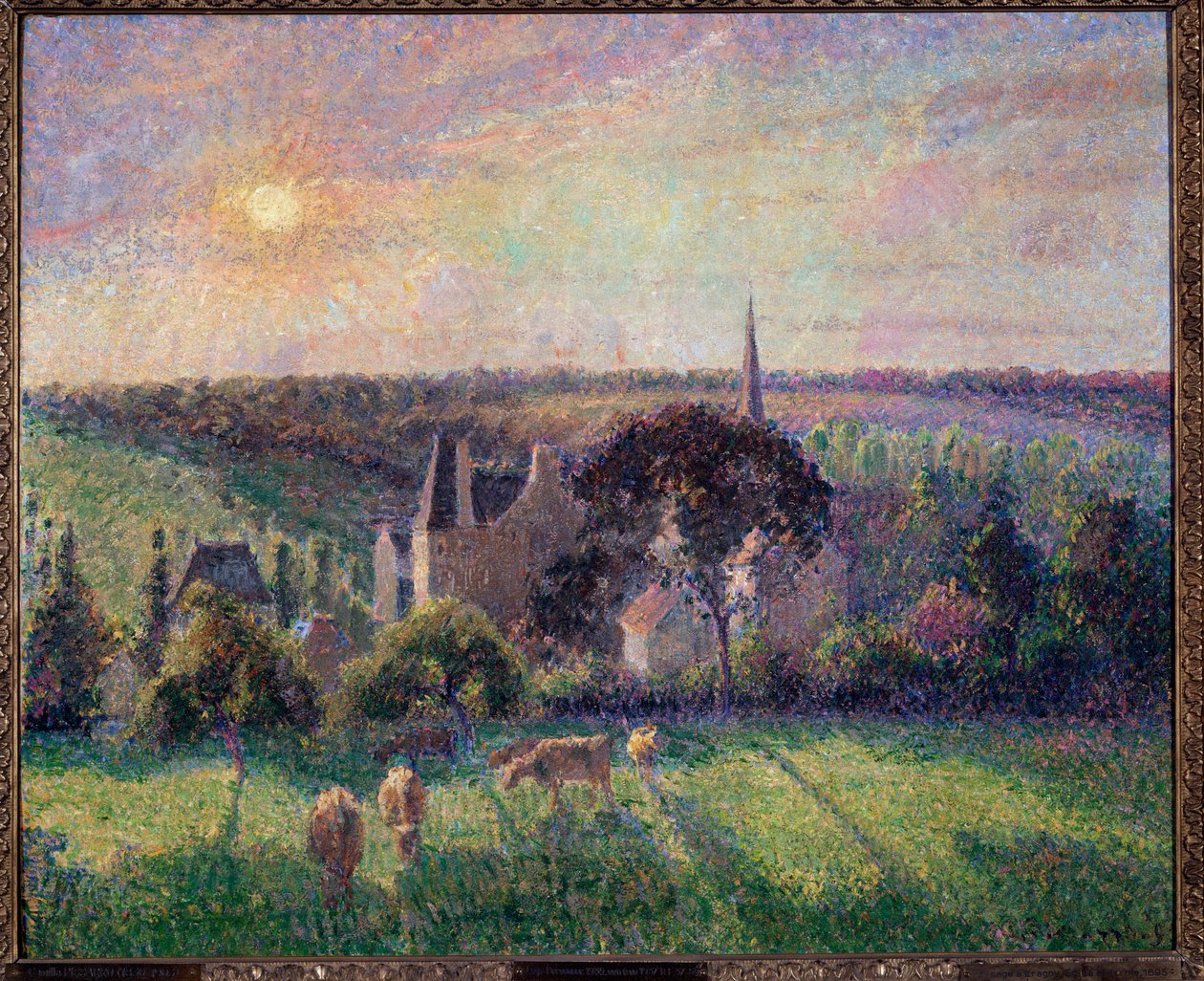 Krajobraz w Eragny, kościół i folwark Obraz Camille Pissarro (1830-1903) 1895 nd. 0,6x0,73 m Paryż, musee d
