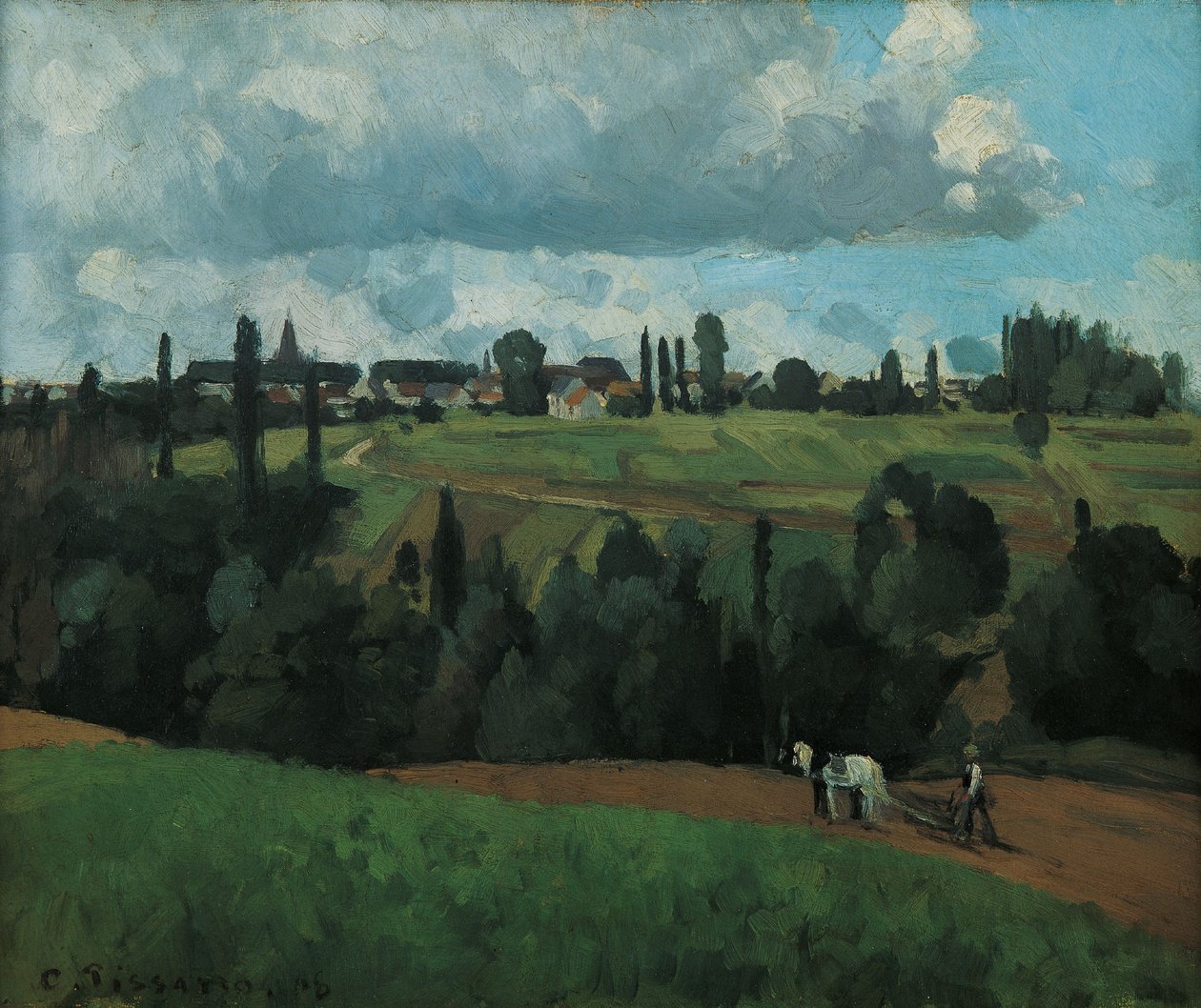 Krajobraz w pobliżu Ennery, niedaleko Pontoise autorstwa Camille Pissarro