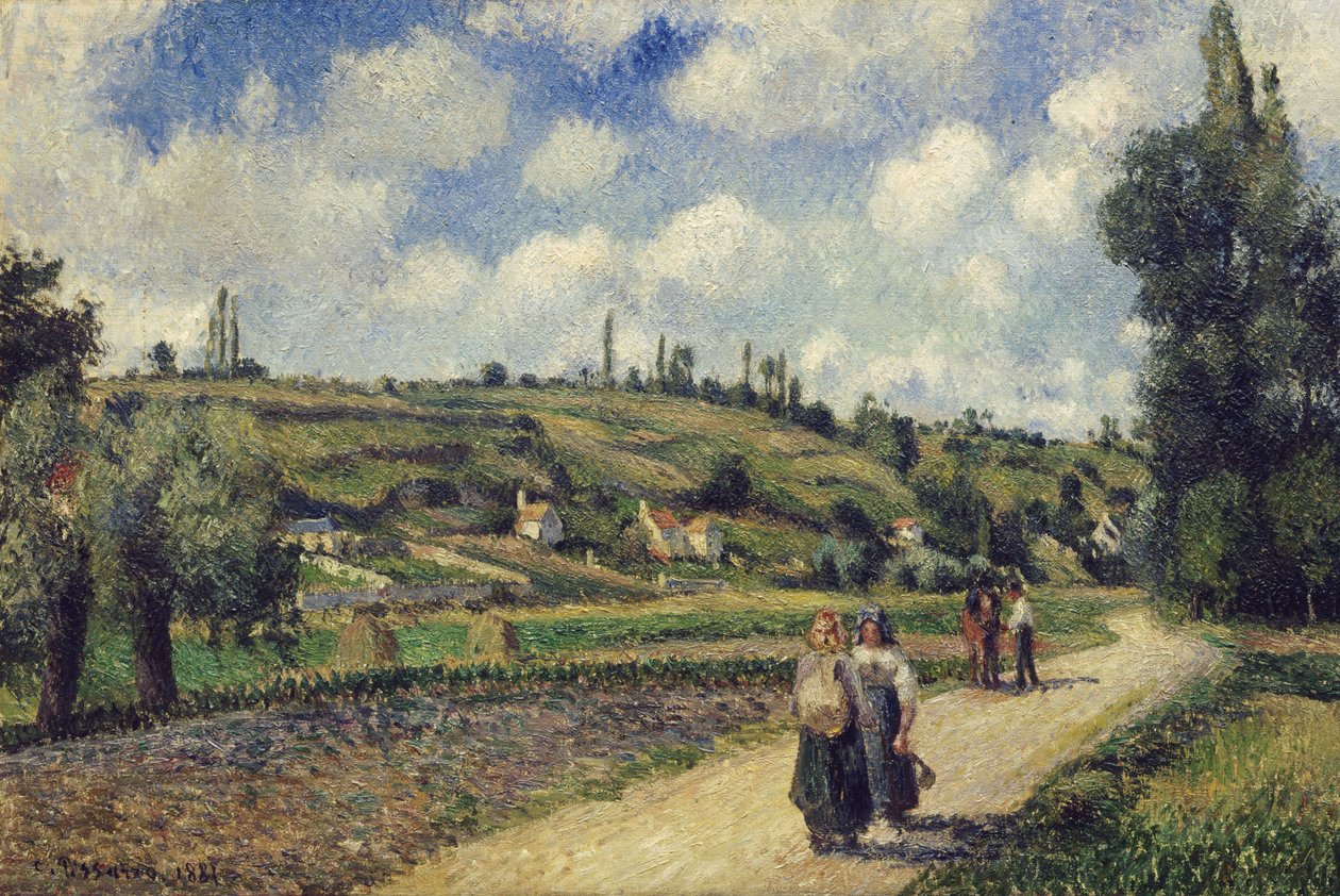 Krajobraz w pobliżu Pontoise, Auvers Road, 1881 autorstwa Camille Jacob Pissarro