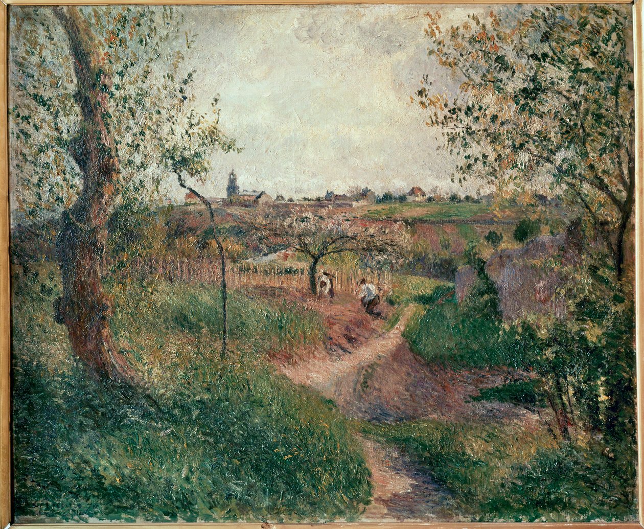 Le Chemin des Mathurins idący przez pola, Pontoise (olej na płótnie) autorstwa Camille Pissarro
