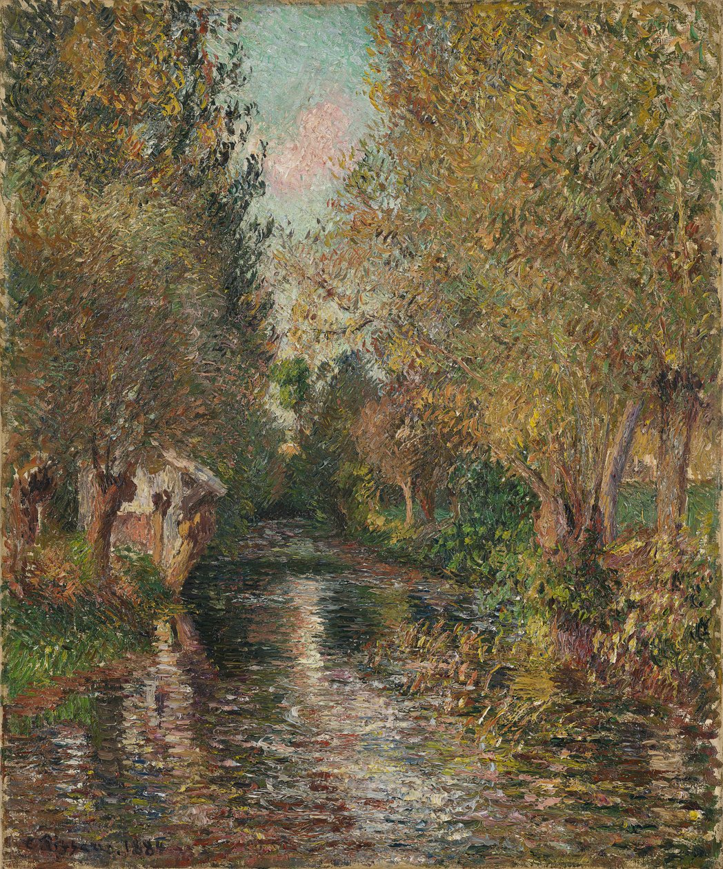Myjnia w Bazincourt autorstwa Camille Pissarro