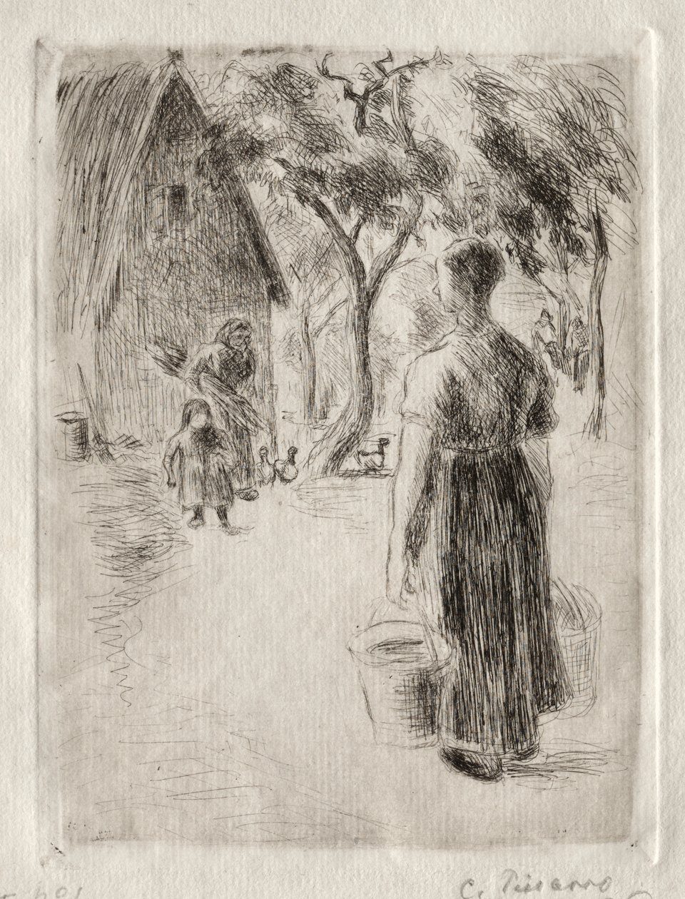 Wieśniaczka niosąca wiadra autorstwa Camille Pissarro