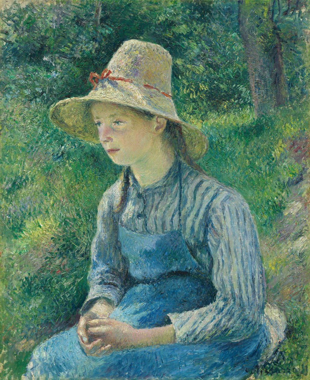 Wieśniaczka w słomkowym kapeluszu, 1881. autorstwa Camille Pissarro