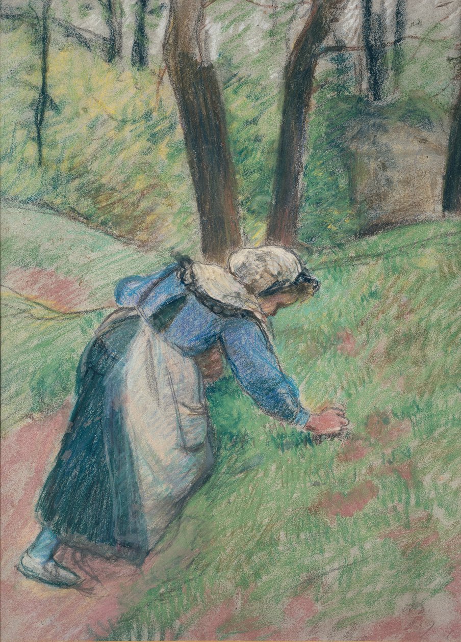 Chłopka pieszcząca trawę, ok. 1894 r. autorstwa Camille Pissarro