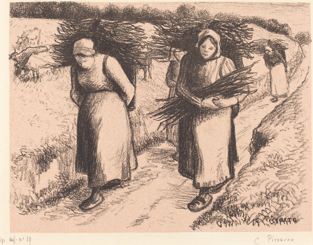 Chłopi niosący kije Chłopi niosący kije, 1896. autorstwa Camille Pissarro