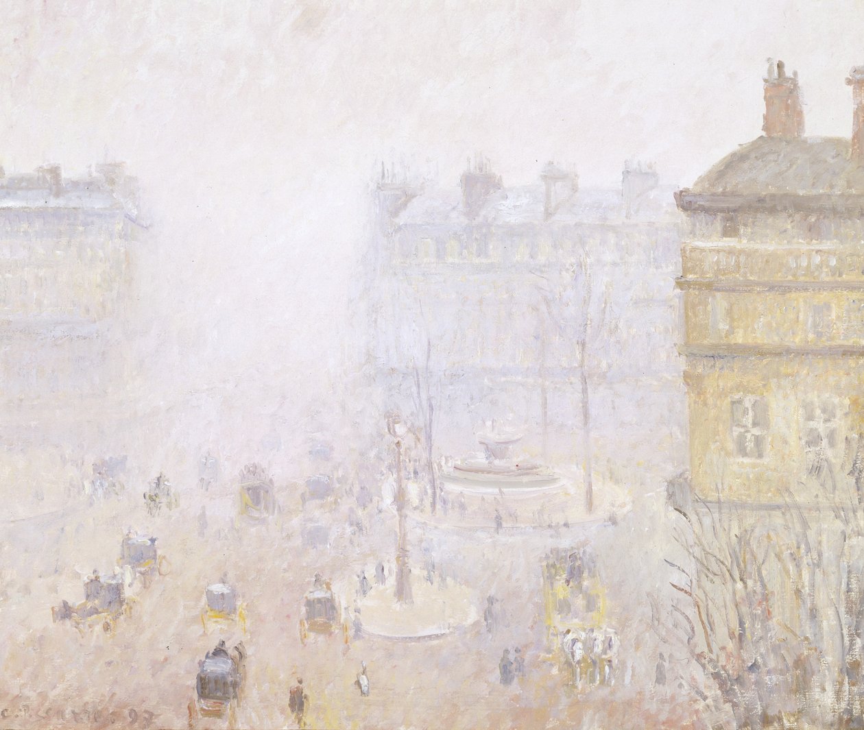 Place du Theatre Francais: efekt mgły autorstwa Camille Jacob Pissarro