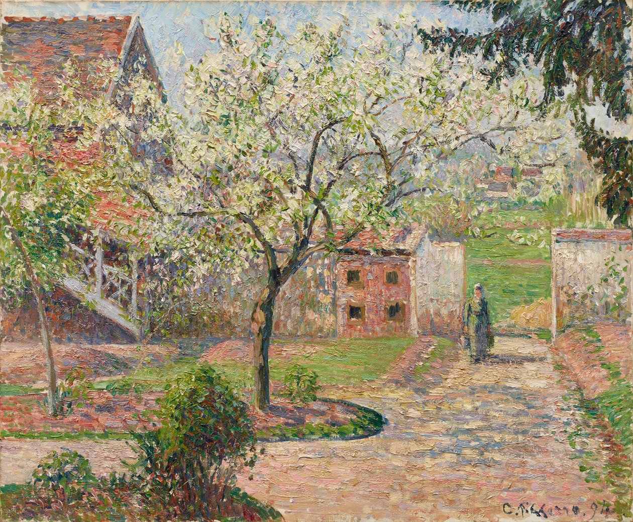 Śliwy w Blossom, Éragny. Dom malarza, 1894. autorstwa Camille Pissarro