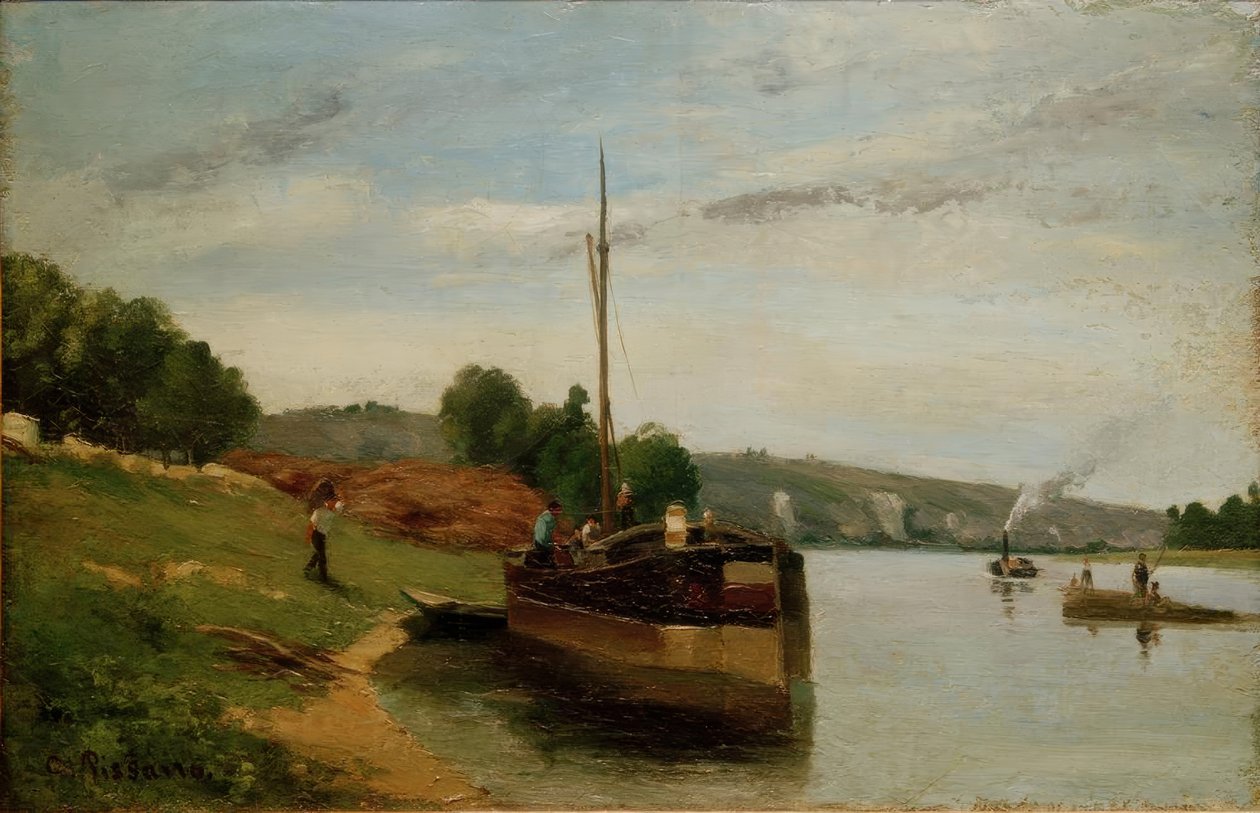 Barki na Sekwanie autorstwa Camille Jacob Pissarro