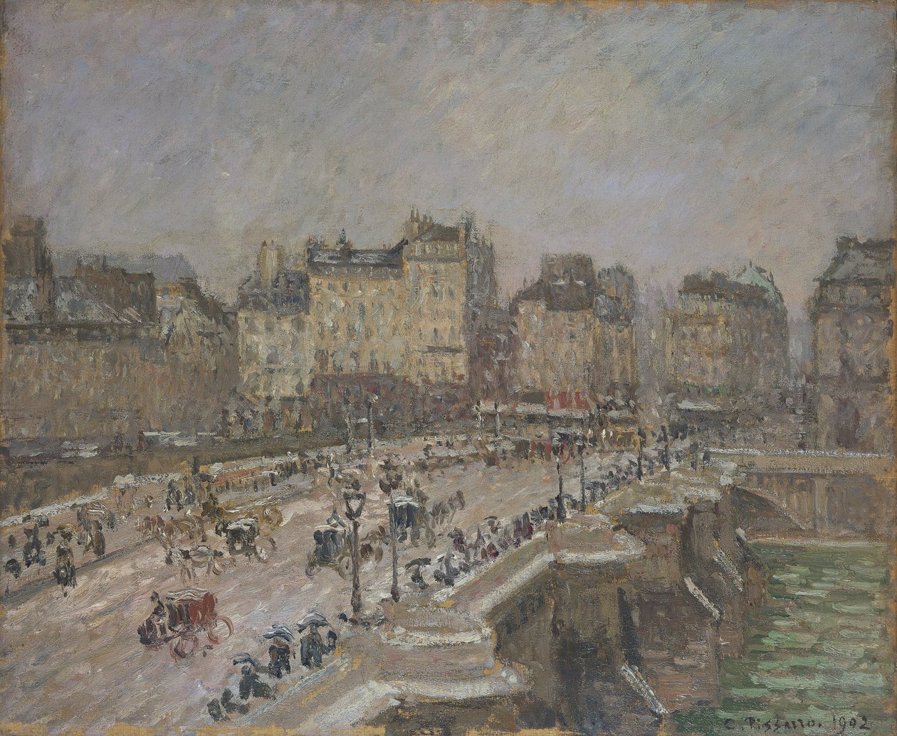 „Pont Neuf, efekt śniegu, 2. seria”, 1902 autorstwa Camille Pissarro