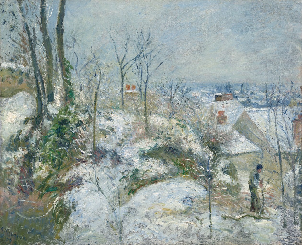 Rabbit Warren w Pontoise, śnieg autorstwa Camille Pissarro