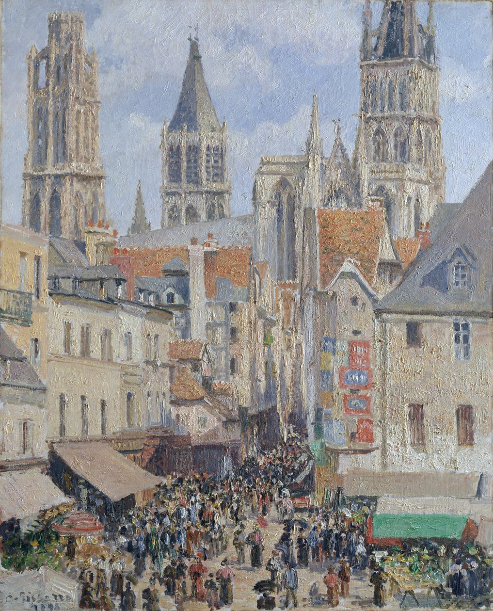 Rue de lÉpicerie, Rouen Efekt światła słonecznego, 1898. autorstwa Camille Jacob Pissarro