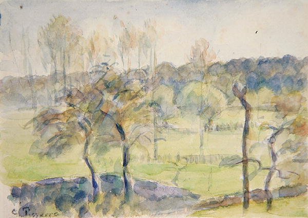 Wiosna (akwarela na czarnej kredzie na papierze) autorstwa Camille Pissarro