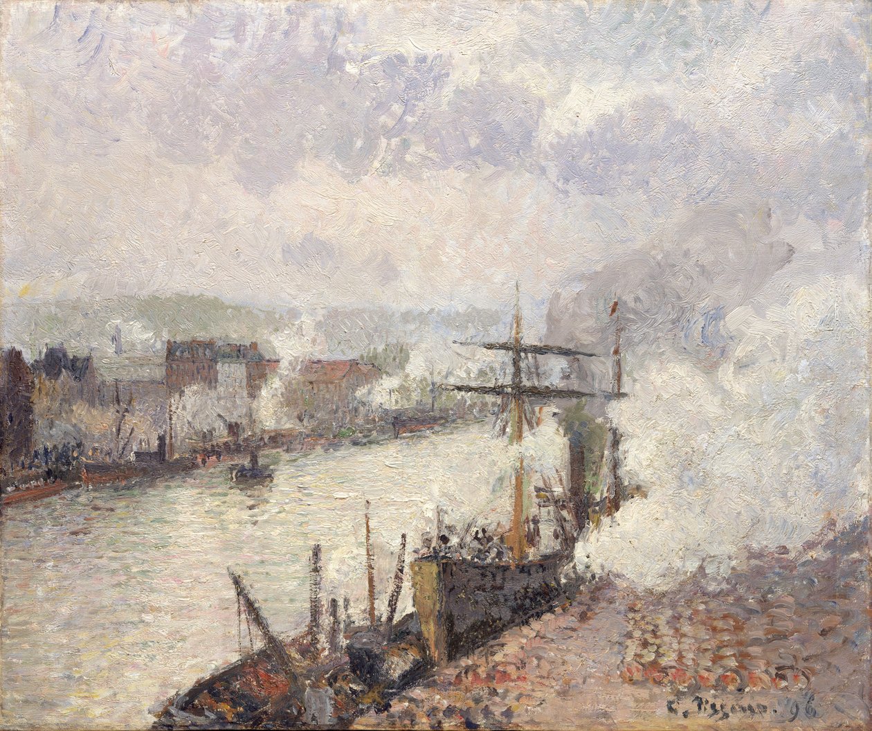 Parowce w porcie w Rouen, 1896. autorstwa Camille Jacob Pissarro