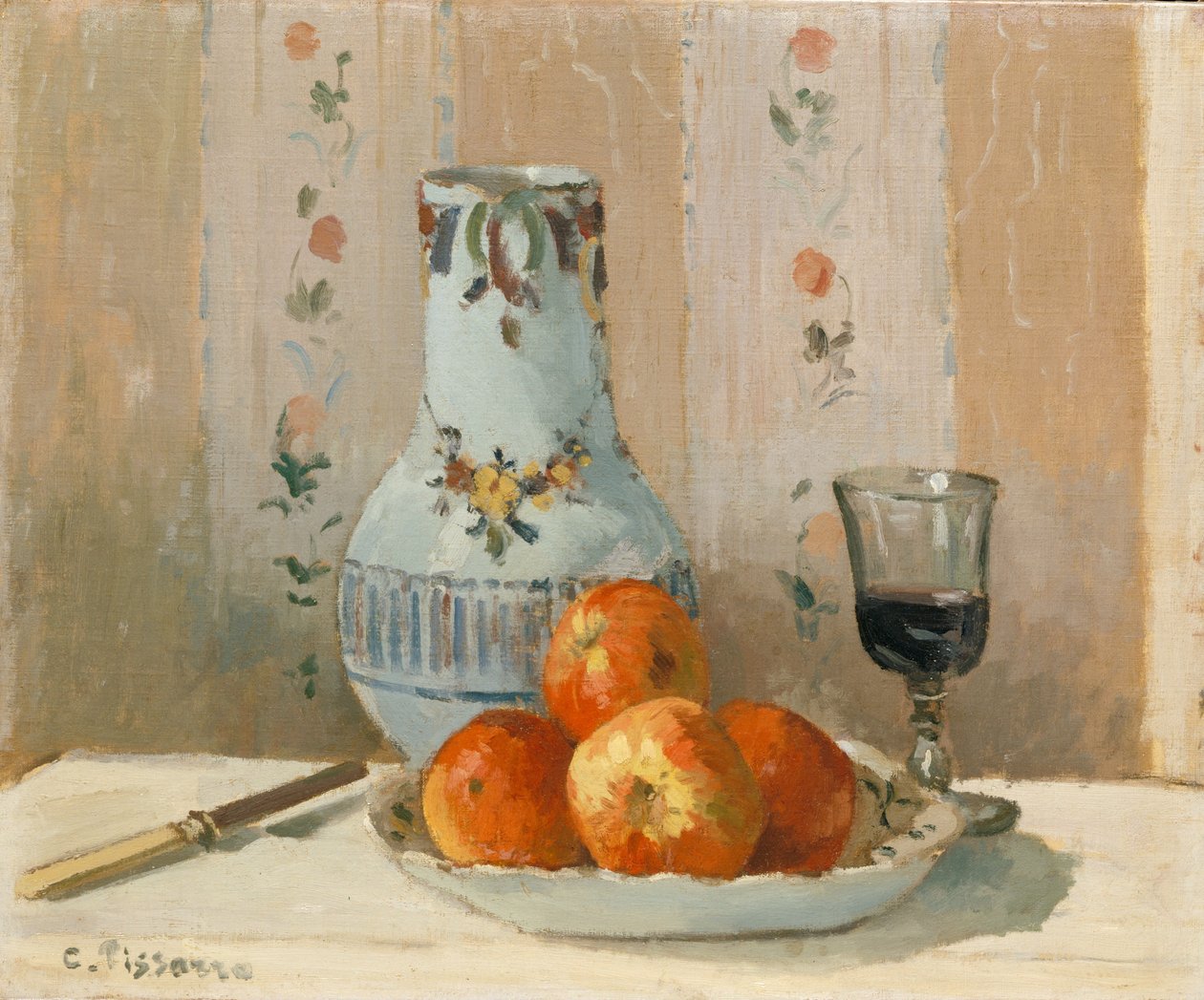 Martwa natura z jabłkami i dzbanem, 1872. autorstwa Camille Jacob Pissarro