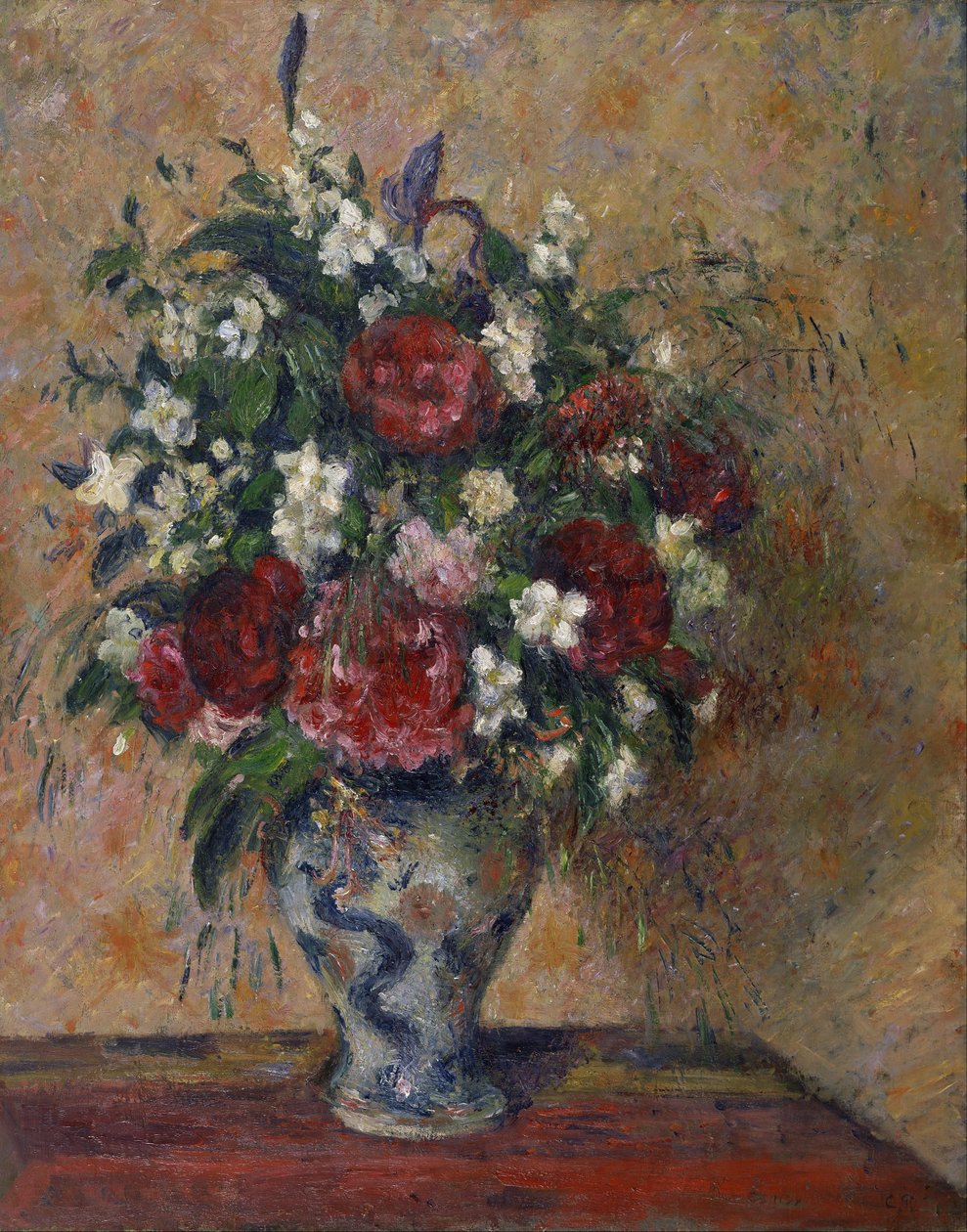 Martwa natura z piwoniami i udawaną pomarańczą autorstwa Camille Jacob Pissarro