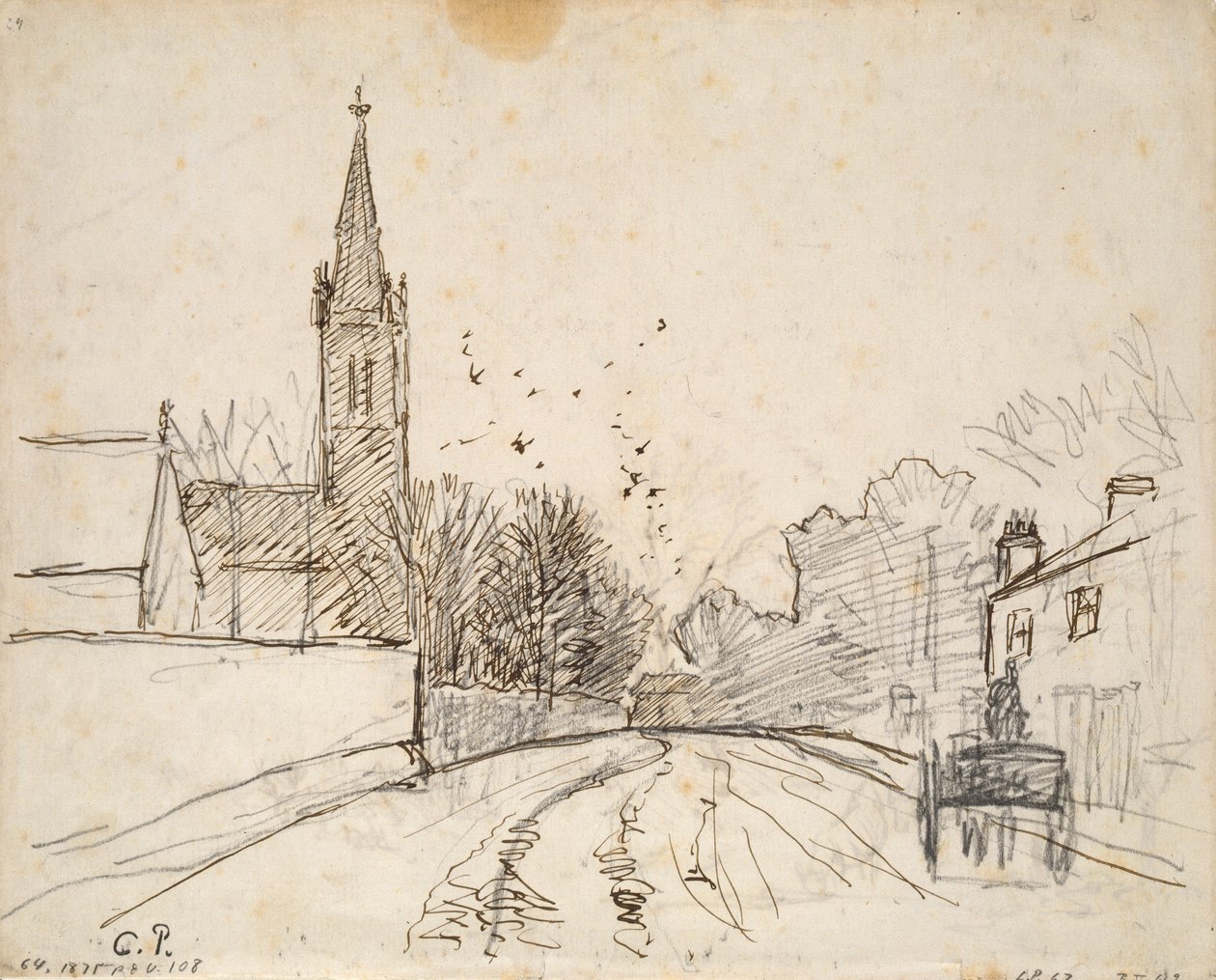 Studium Upper Norwood, Londyn, z kościołem Wszystkich Świętych, 1871 autorstwa Camille Pissarro