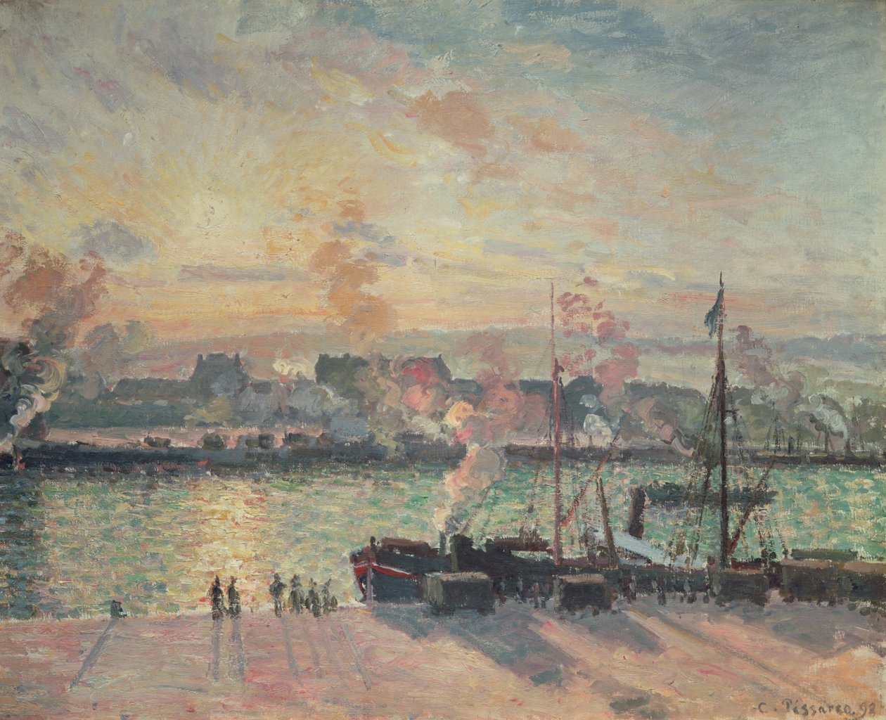 Zachód słońca w Rouen autorstwa Camille Pissarro