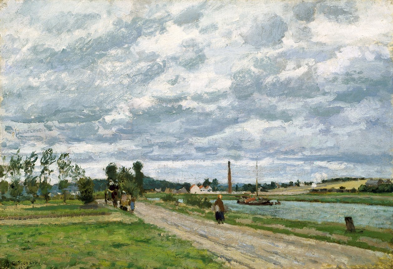 The Banks Of The Oise Near Pontoise (óleo sobre tela)polonês autorstwa Camille Pissarro
