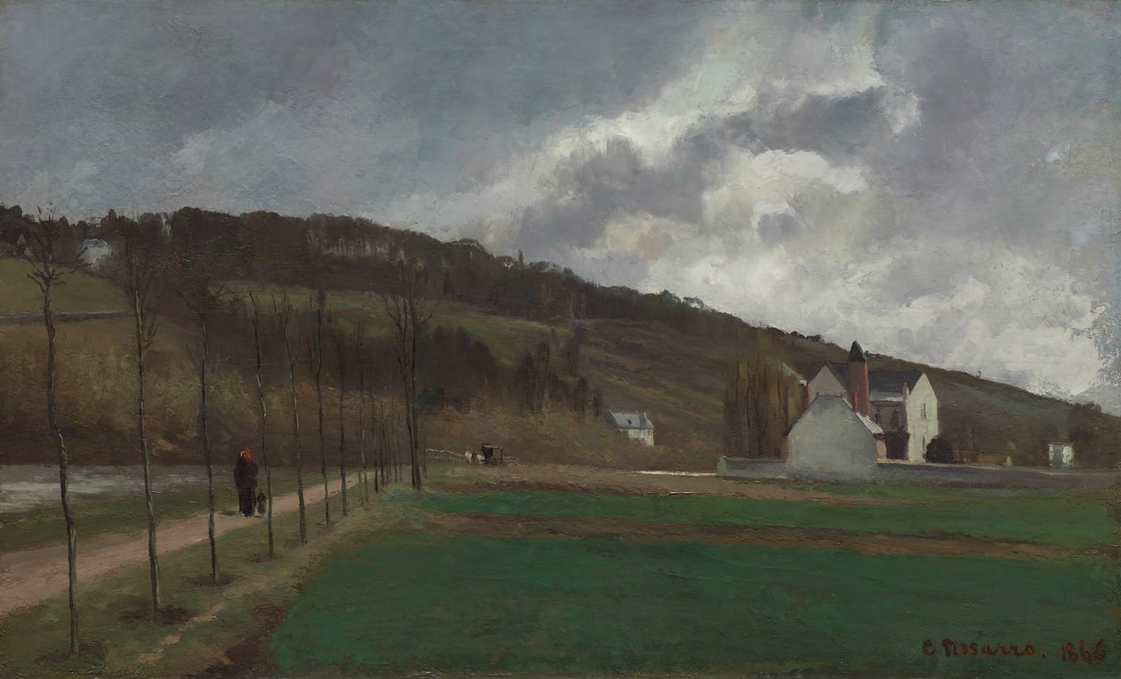 Brzegi Marny zimą, 1866 r. autorstwa Camille Pissarro