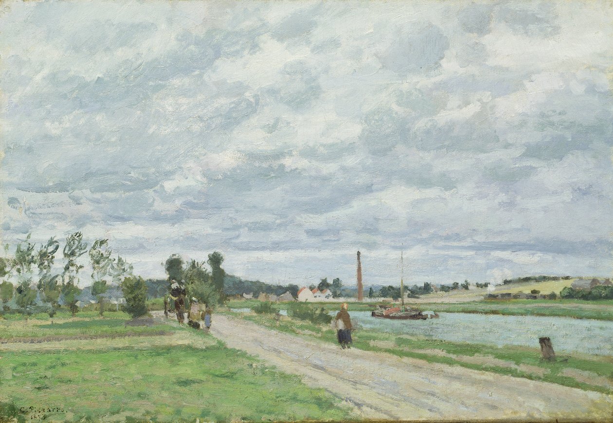 Brzegi Oise w pobliżu Pontoise autorstwa Camille Pissarro