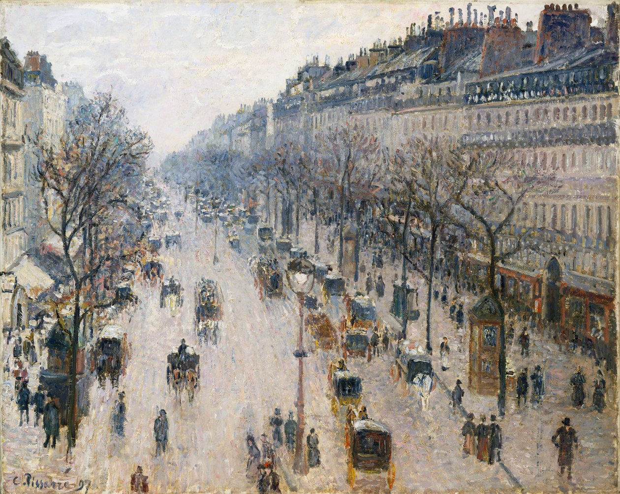 Boulevard Montmartre w zimowy poranek autorstwa Camille Jacob Pissarro