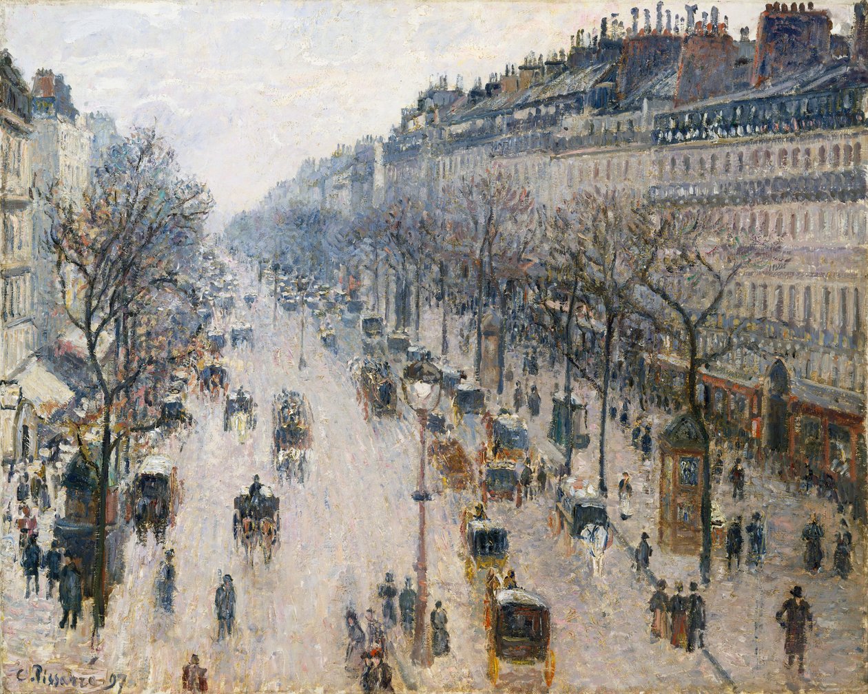 Boulevard Montmartre w zimowy poranek, 1897. autorstwa Camille Jacob Pissarro