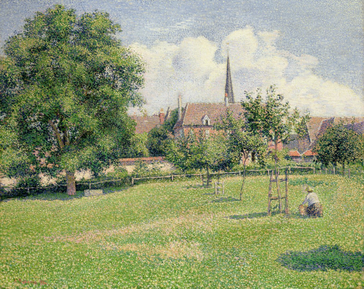 Dom Głuchoniemej i Dzwonnica w Eragny autorstwa Camille Pissarro