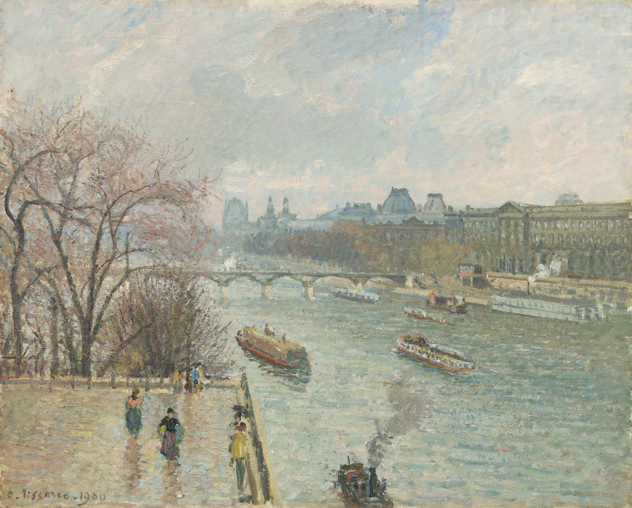 Luwr, popołudnie, deszczowa pogoda (pierwsza seria) autorstwa Camille Pissarro