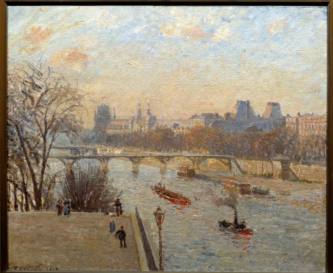 Luwr i Pont des Arts w Paryżu Obraz Camille Pissarro (1830-1903) XIX-wieczne Reims, Musee des Beaux Arts autorstwa Camille Jacob Pissarro