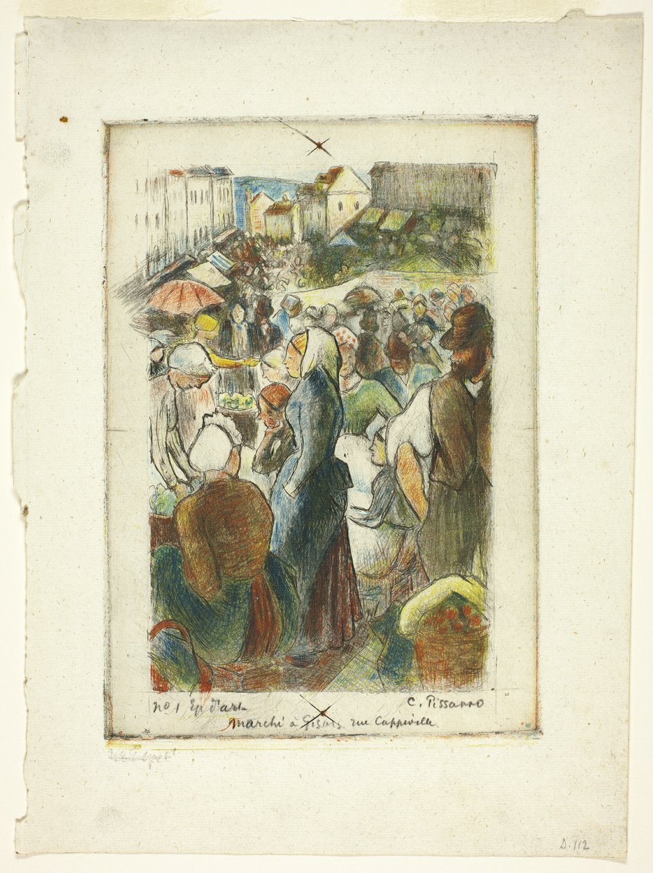 Rynek w Gisors; Rue Cappeville autorstwa Camille Pissarro