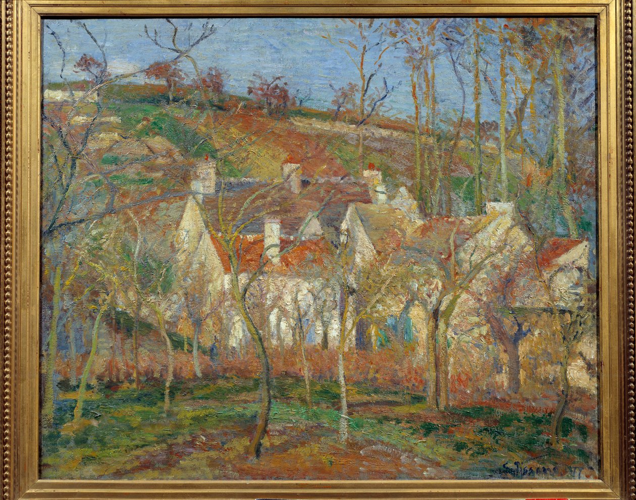 Czerwone Dachy, róg wsi, zima autorstwa Camille Pissarro