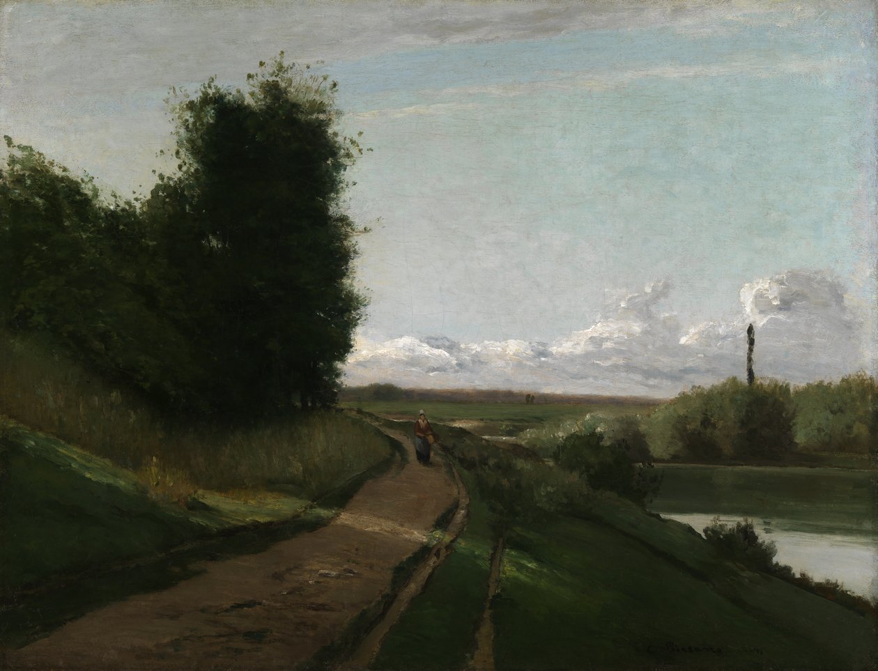 Ścieżka holownicza w Bougival autorstwa Camille Pissarro
