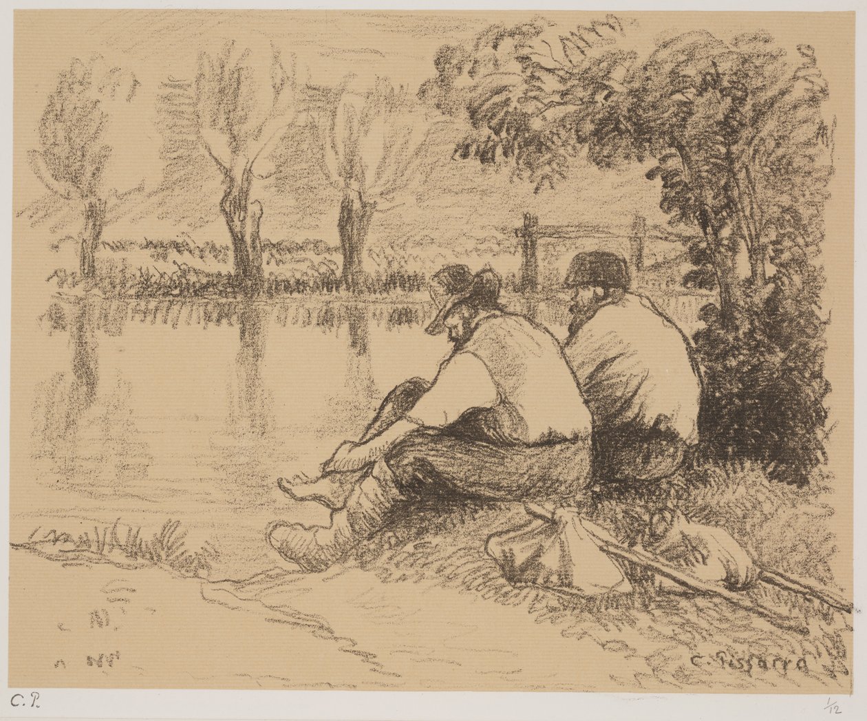Włóczędzy, ok. 1894 (litografia) autorstwa Camille Jacob Pissarro