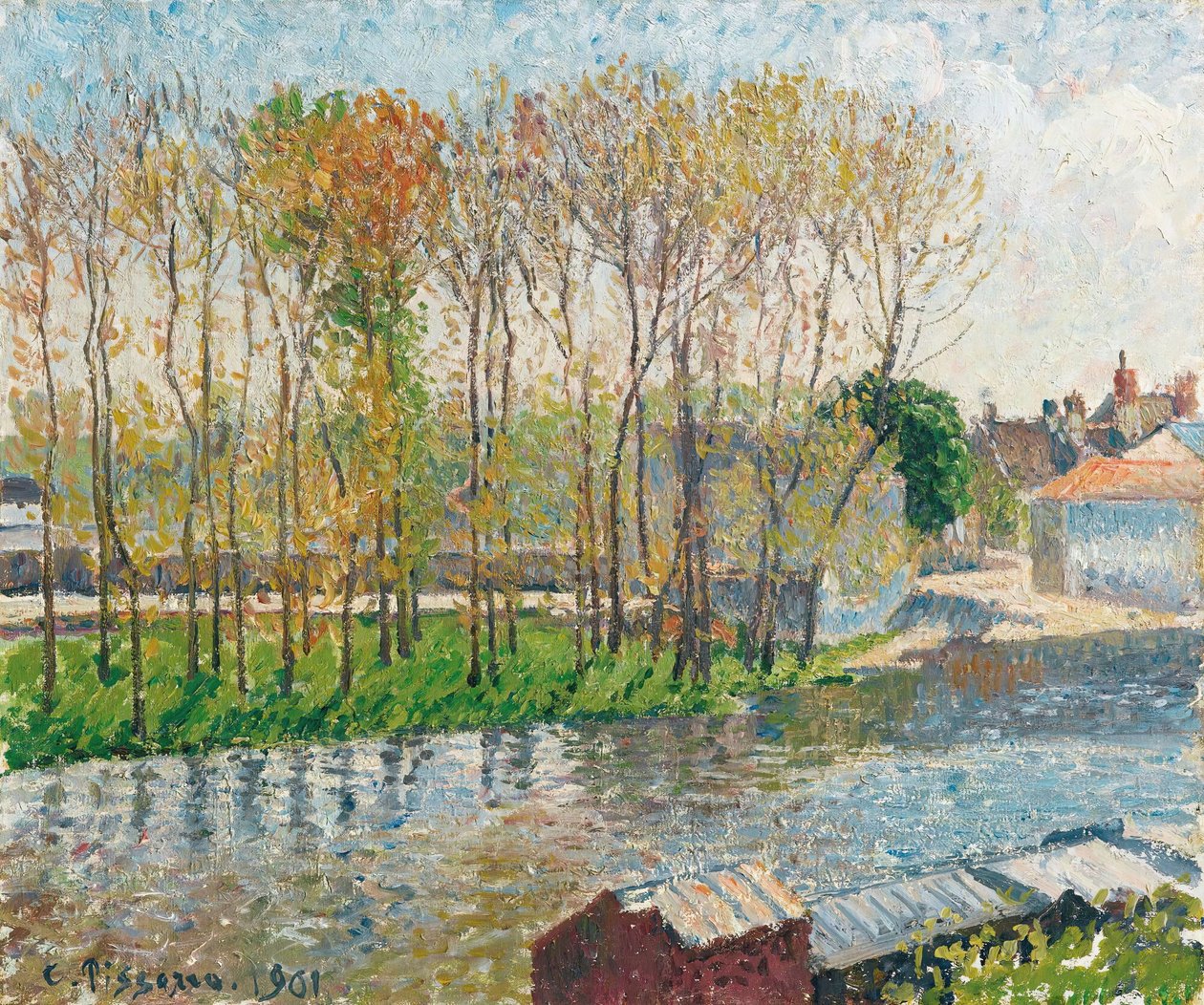 Granica Loing w Moret autorstwa Camille Pissarro