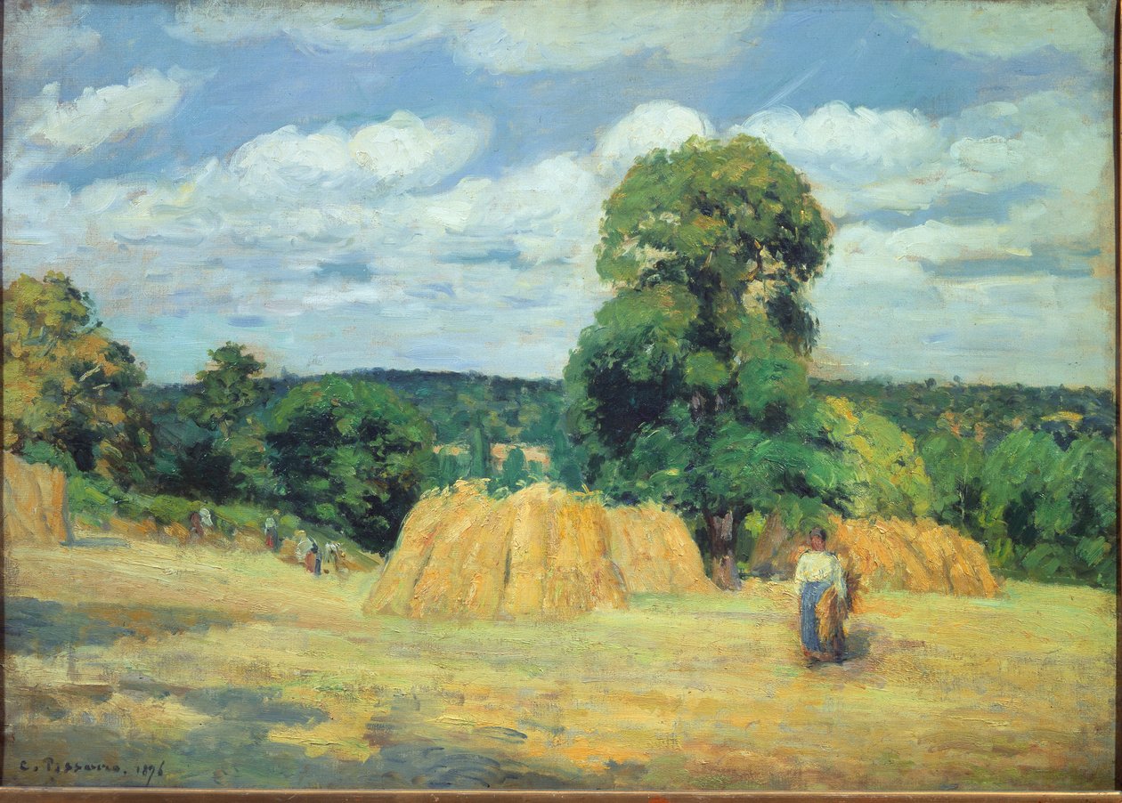 Żniwa w Montfoucault w Mayenne (olej na płótnie) autorstwa Camille Jacob Pissarro